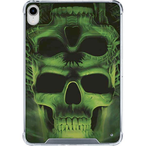 Liquid Blue Green Skulls iPad 11th Gen (2025) Clear Case