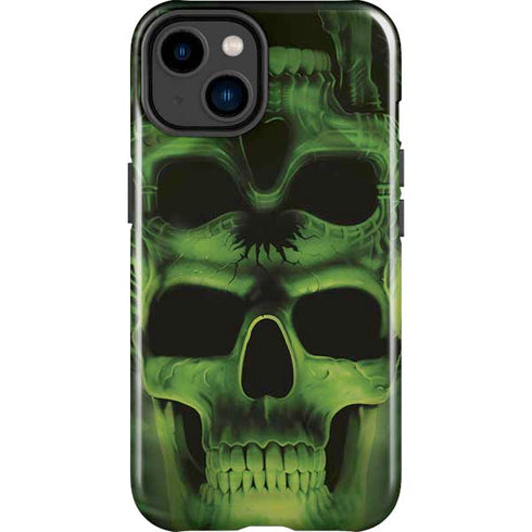 Liquid Blue Green Skulls iPhone 15 Impact Case