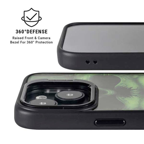 Liquid Blue Green Skulls iPhone 15 Kickstand Case
