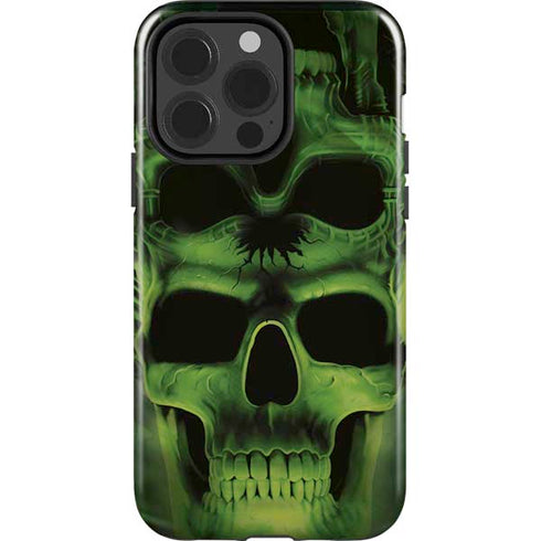 Liquid Blue Green Skulls iPhone 15 Pro Impact Case