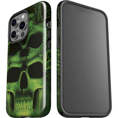 Liquid Blue Green Skulls iPhone 15 Pro Impact Case