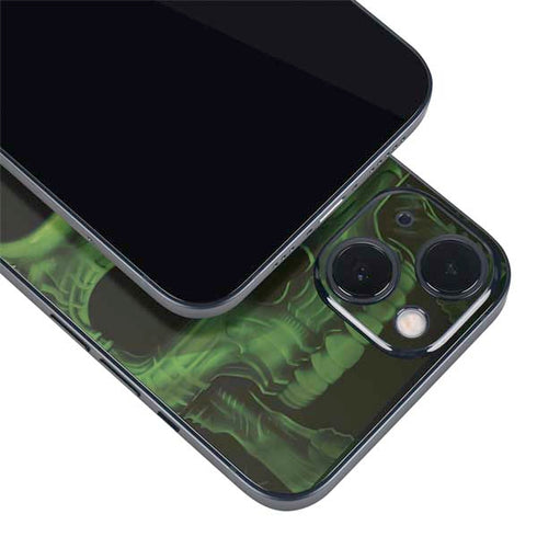 Liquid Blue Green Skulls iPhone 15 Skin