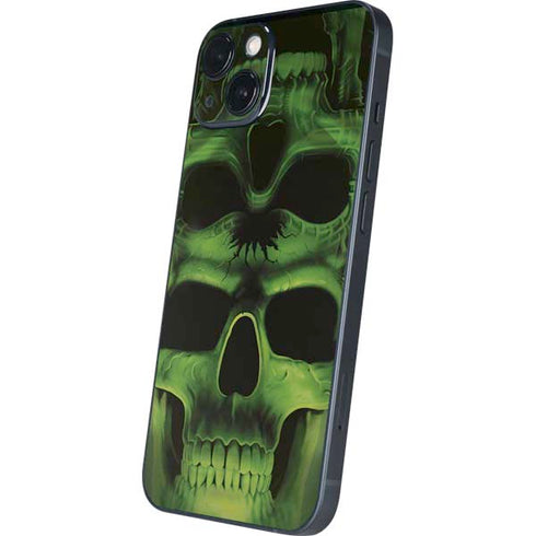 Liquid Blue Green Skulls iPhone 15 Skin