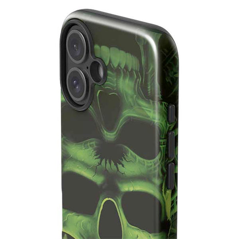 Liquid Blue Green Skulls iPhone 16 Impact Case