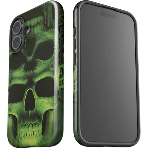 Liquid Blue Green Skulls iPhone 16 Impact Case