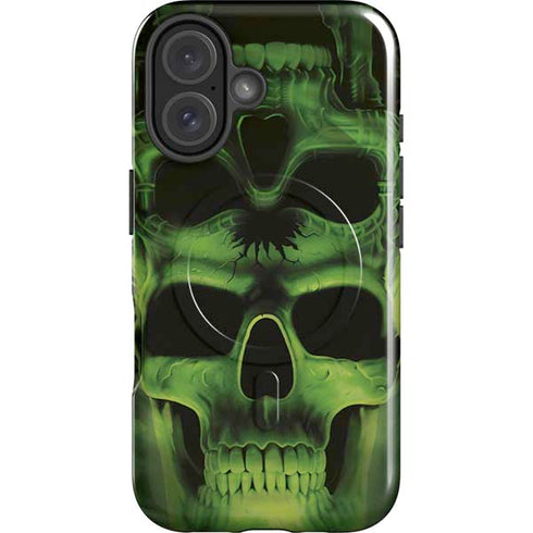 Liquid Blue Green Skulls iPhone 16 Magsafe Impact Case
