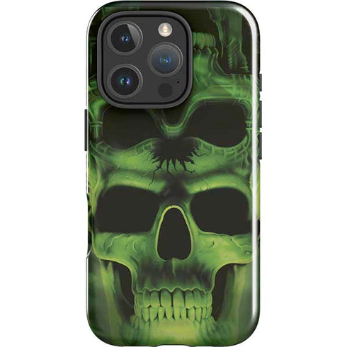 Liquid Blue Green Skulls iPhone 16 Pro Impact Case