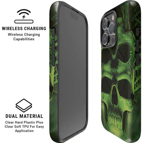 Liquid Blue Green Skulls iPhone 16 Pro Magsafe Impact Case