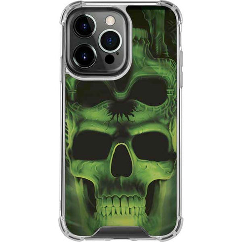 Liquid Blue Green Skulls iPhone 16 Pro Max Clear Case