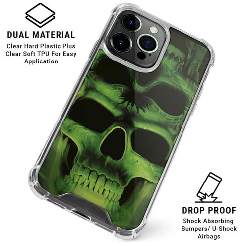 Liquid Blue Green Skulls iPhone 16 Pro Max Clear Case