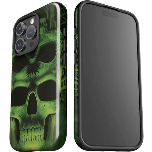 Liquid Blue Green Skulls iPhone 16 Pro Max Impact Case