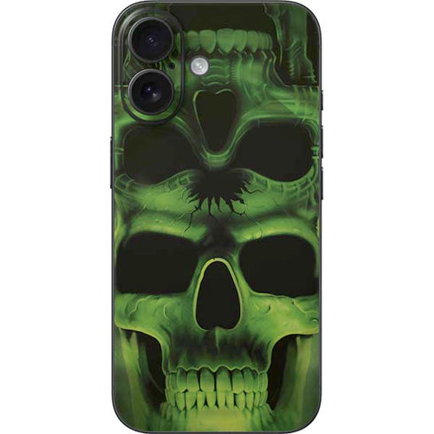 Liquid Blue Green Skulls iPhone 16 Skin