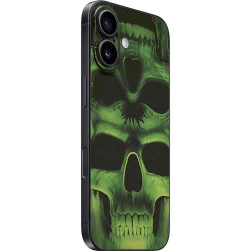 Liquid Blue Green Skulls iPhone 16 Skin