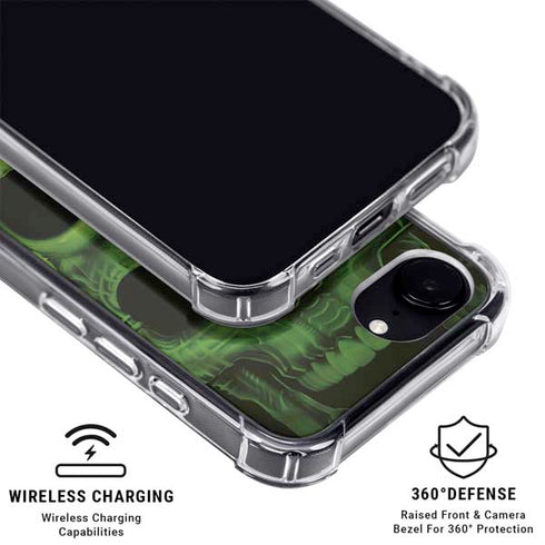 Liquid Blue Green Skulls iPhone 16e Clear Case
