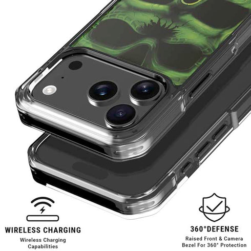 Liquid Blue Green Skulls iPhone 18 Pro Clear Case