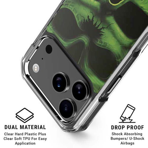 Liquid Blue Green Skulls iPhone 18 Pro Clear Case