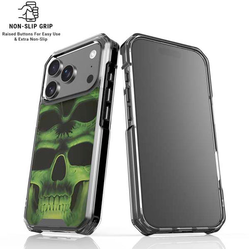 Liquid Blue Green Skulls iPhone 18 Pro Clear Case