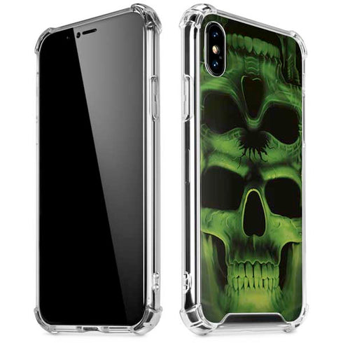 Liquid Blue Green Skulls iPhone X/XS Clear Case