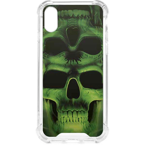 Liquid Blue Green Skulls iPhone XS Clear Case