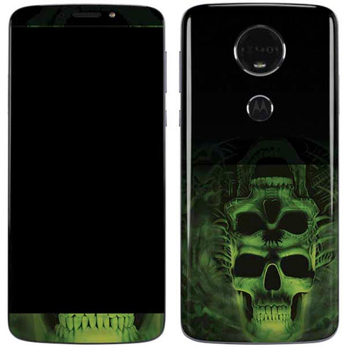 Liquid Blue Green Skulls Moto E5 Plus Skin