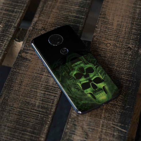 Liquid Blue Green Skulls Moto E5 Plus Skin