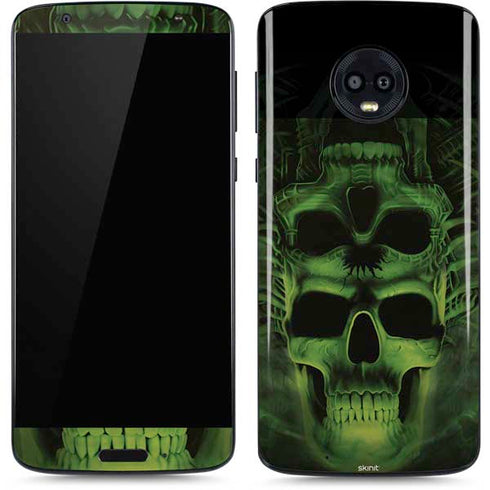 Liquid Blue Green Skulls Moto G6 Skin