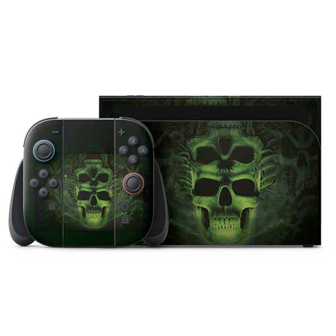 Liquid Blue Green Skulls Nintendo Switch 2 (2025) with Joy-Con Skin
