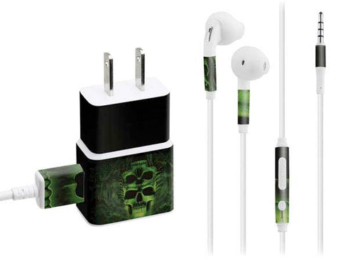 Liquid Blue Green Skulls Phone Charger Skin
