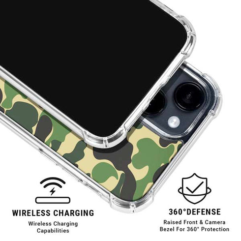 Green Street Camo iPhone 15 Clear Case