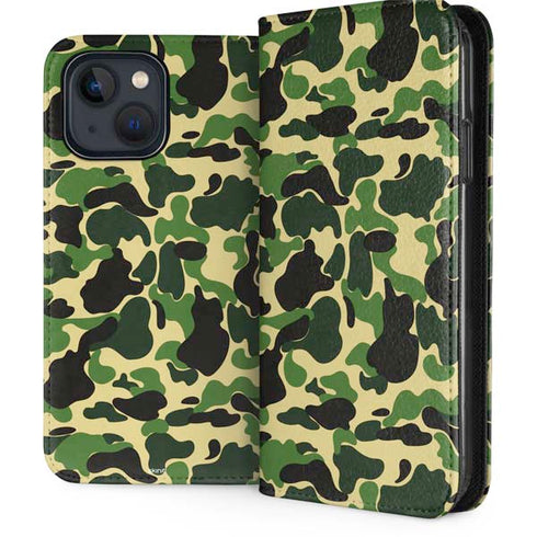 Green Street Camo iPhone 15 Plus Folio Case