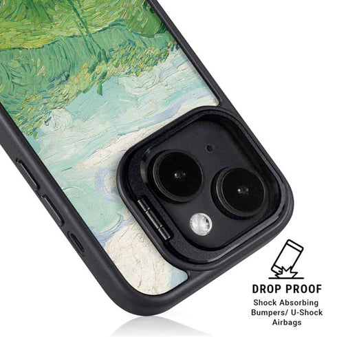 Green Wheat Fields by Vincent van Gogh iPhone 15 Kickstand Case