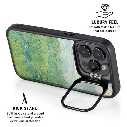Green Wheat Fields by Vincent van Gogh iPhone 15 Pro Kickstand Case