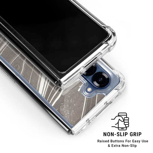 Grey Marble Galaxy Z Fold6 Clear Case