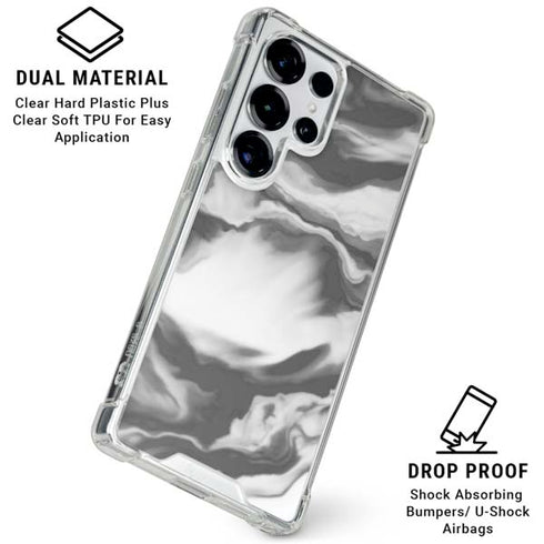 Grey Marble Ink Galaxy S25 Ultra Clear Case
