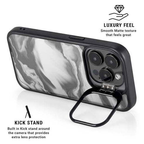 Grey Marble Ink iPhone 13 Pro Max Kickstand Case