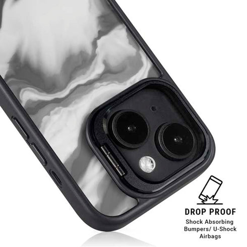 Grey Marble Ink iPhone 14 Plus Kickstand Case