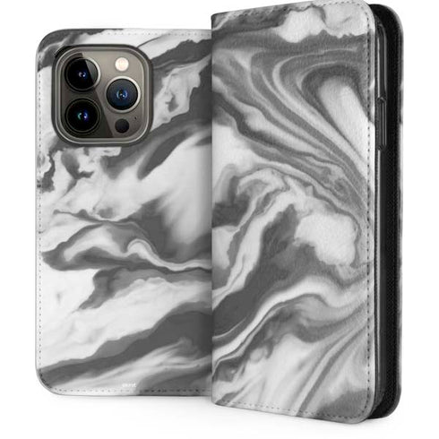 Grey Marble Ink iPhone 14 Pro Folio Case