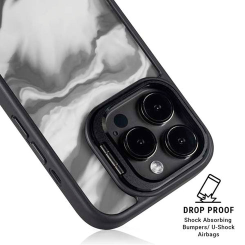 Grey Marble Ink iPhone 14 Pro Max Kickstand Case