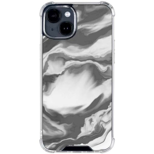 Grey Marble Ink iPhone 15 Clear Case