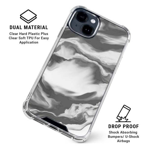 Grey Marble Ink iPhone 15 Clear Case