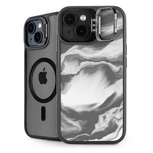 Grey Marble Ink iPhone 15 Kickstand Case