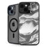 Grey Marble Ink iPhone 15 Kickstand Case