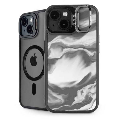 Grey Marble Ink iPhone 15 Plus Kickstand Case