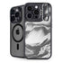 Grey Marble Ink iPhone 15 Pro Kickstand Case