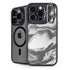 Grey Marble Ink iPhone 15 Pro Max Kickstand Case