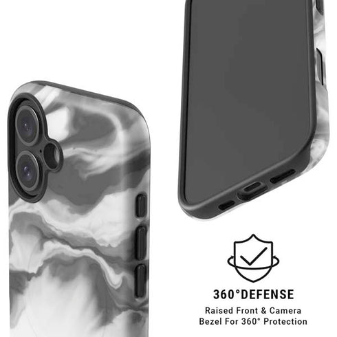 Grey Marble Ink iPhone 16 Magsafe Impact Case