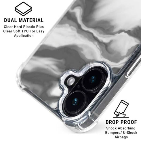 Grey Marble Ink iPhone 16 Plus Clear Case