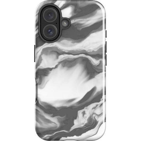 Grey Marble Ink iPhone 16 Plus Impact Case