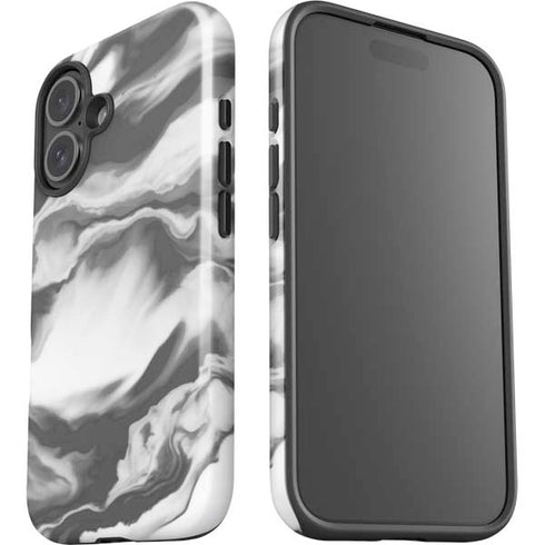 Grey Marble Ink iPhone 16 Plus Impact Case