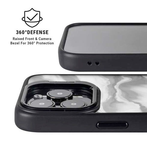 Grey Marble Ink iPhone 16 Pro Max Kickstand Case